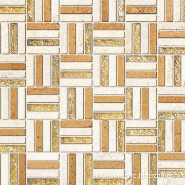 Crystal and Stone Glass Mosaic Tile, Glass Mix Natural Marble Stone, 10 Colors, 262 x 262mm